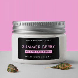 Moderne Girly Black & Roze Geklopte Cosmetische Po Etiket