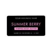 Moderne Girly Black & Roze Geklopte Cosmetische Po Etiket (Voorkant)