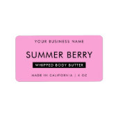 Moderne Girly Black & Roze Geklopte Cosmetische Po Etiket (Voorkant)