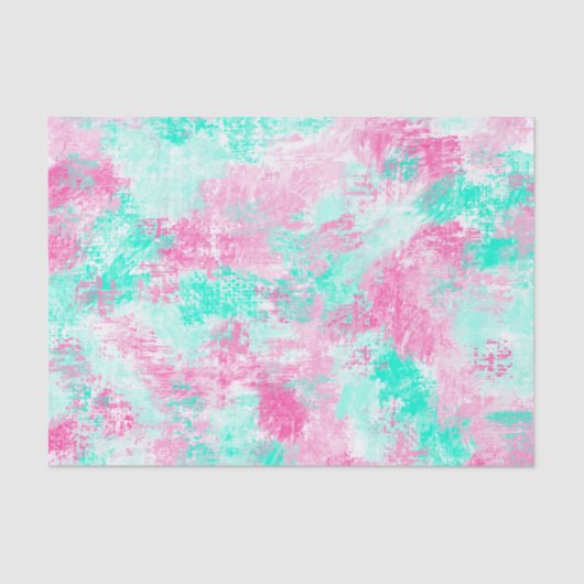 Moderne Girly Bright Pink Blauwgroen Paint Splotch Tissuepapier (Voorkant)