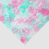 Moderne Girly Bright Pink Blauwgroen Paint Splotch Tissuepapier (Detail)