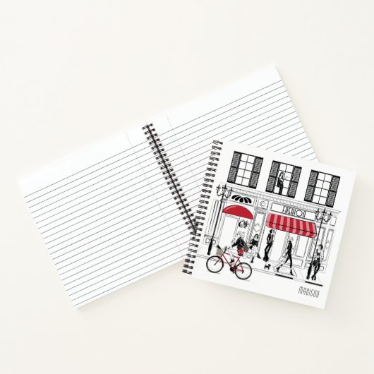 Moderne Girly Chic Mode gepersonaliseerde naam Notitieboek (Binnen)