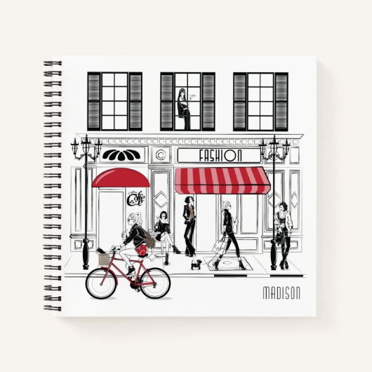 Moderne Girly Chic Mode gepersonaliseerde naam Notitieboek (Voorkant)