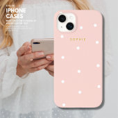 Moderne Girly Classic Eenvoudige Blush Roze Polka Case-Mate iPhone Case