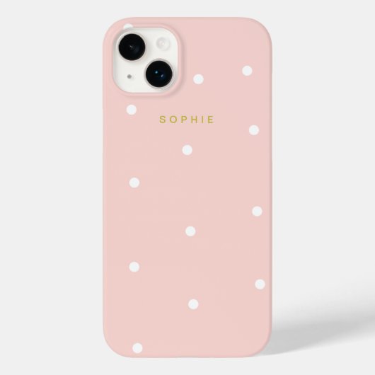 Moderne Girly Classic Eenvoudige Blush Roze Polka Case-Mate iPhone Case (Achterkant)
