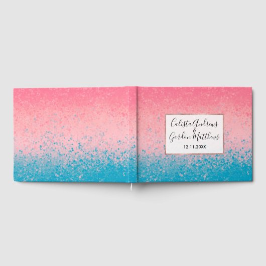 Moderne Girly Coral Pink Gradient Paint Splatter Gastenboek (Volledig)