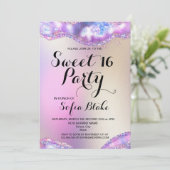 Moderne Girly Elegant Glitter 16e verjaardag Opal Kaart (Staand voorkant)