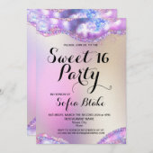 Moderne Girly Elegant Glitter 16e verjaardag Opal Kaart (Voorkant / Achterkant)