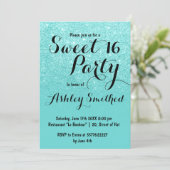 Moderne girly faux blauwgroen glitter ombre Sweet  Kaart (Staand voorkant)