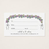 Moderne Girly Floral Boutique Salon Cadeaubon Visitekaartje (Achterkant)