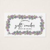 Moderne Girly Floral Boutique Salon Cadeaubon Visitekaartje (Voorkant)