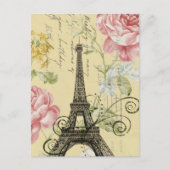 Moderne Girly Floral  Paris Eiffel Tower Briefkaart (Voorkant)