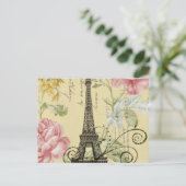 Moderne Girly Floral  Paris Eiffel Tower Briefkaart (Staand voorkant)