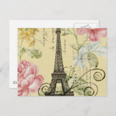 Moderne Girly Floral  Paris Eiffel Tower Briefkaart (Voorkant / Achterkant)