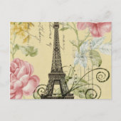 Moderne Girly Floral Paris Eiffel Tower Briefkaart (Voorkant)