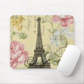 Moderne Girly Floral Paris Eiffel Tower Muismat (Met muis)