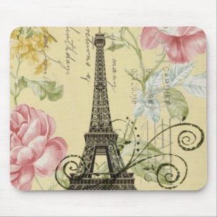 Moderne Girly Floral  Paris Eiffel Tower Muismat