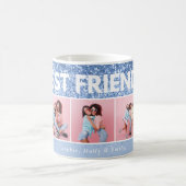 Moderne girly foto script blauw glitter beste vrie koffiemok (Center)