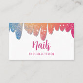 Moderne Girly Glitter Drips Nail Salon Artiest Visitekaartje (Voorkant)