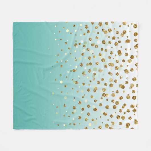 Moderne Girly gouden glitter confetti Blauwe Gradi Fleece Deken (Voorkant (Horizontaal))
