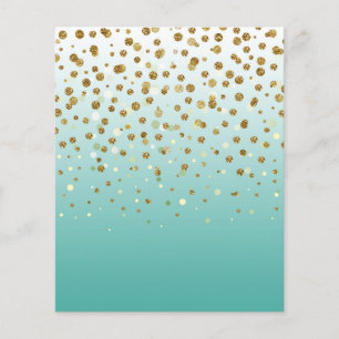 Moderne Girly gouden glitter confetti Blauwe Gradi Flyer