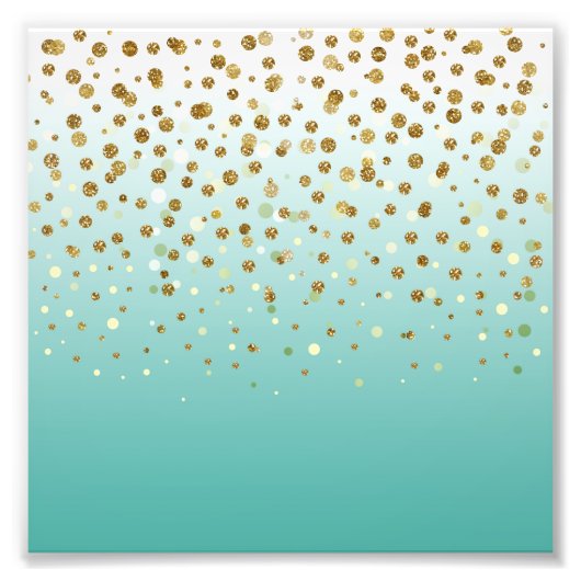 Moderne Girly gouden glitter confetti Blauwe Gradi Foto Afdruk (Voorkant)