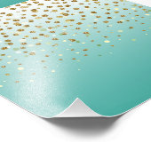 Moderne Girly gouden glitter confetti Blauwe Gradi Foto Afdruk (Hoek)