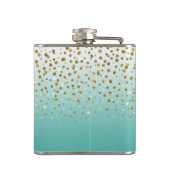 Moderne Girly gouden glitter confetti Blauwe Gradi Heupfles (Achterkant)