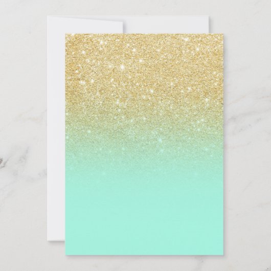 Moderne girly gouden glitter mint groen Quinceañer Kaart (Achterkant)