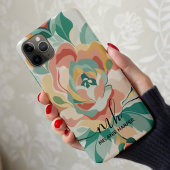 Moderne girly groene bloemen waterverf monogram Case-Mate iPhone case