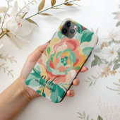 Moderne girly groene bloemen waterverf monogram Case-Mate iPhone case
