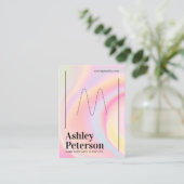 Moderne girly marmeren regenboog script ring displ visitekaartje (Staand voorkant)