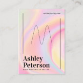 Moderne girly marmeren regenboog script ring displ visitekaartje (Voorkant)