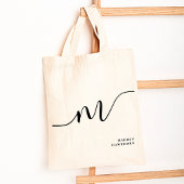 Moderne Girly Monogram Script Calligrafie Chic Nam Tote Bag