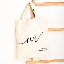 Moderne Girly Monogram Script Calligrafie Chic Nam Tote Bag