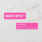 Moderne girly neon roze straat teken make-up artis mini visitekaartje (Voorkant / Achterkant)
