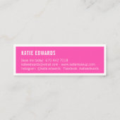 Moderne girly neon roze straat teken make-up artis mini visitekaartje (Achterkant)