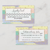 Moderne Girly Pastel Brushstrokes Gold Geo Klantenkaartje (Voorkant / Achterkant)