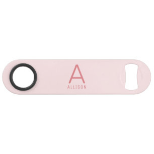 Moderne Girly Pink Monogram Speed Bottle Opener Flessenopener