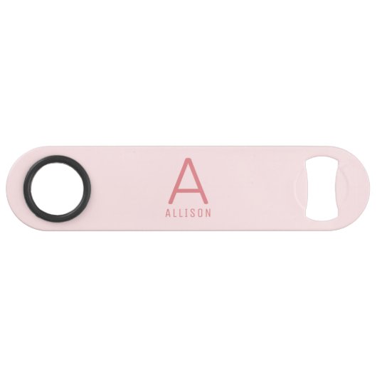 Moderne Girly Pink Monogram Speed Bottle Opener Flessenopener (Voorkant (Horizontaal))