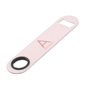 Moderne Girly Pink Monogram Speed Bottle Opener Speed Flessenopener (Voorkant Gekanteld)