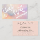 Moderne Girly Pink Peach iriserende typografie Afsprakenkaartje (Voorkant / Achterkant)