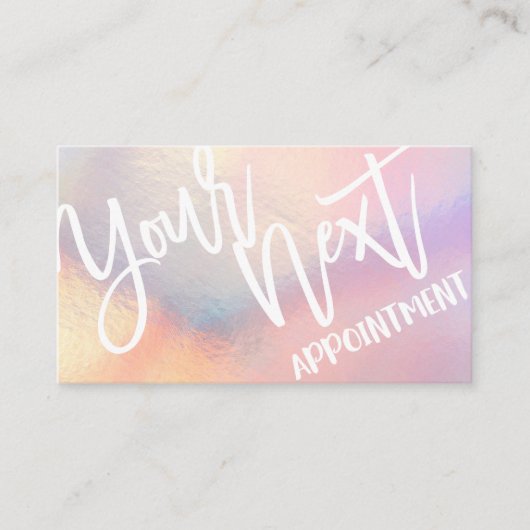 Moderne Girly Pink Peach iriserende typografie Afsprakenkaartje (Voorkant)