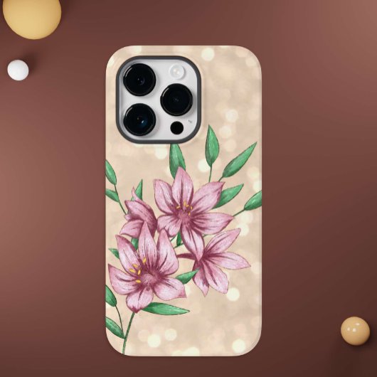 Moderne Girly Roze Bloemen Case-Mate iPhone Case