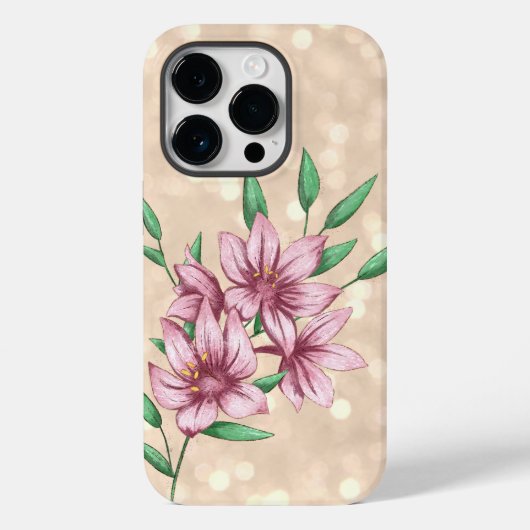 Moderne Girly Roze Bloemen Case-Mate iPhone Case (Achterkant)