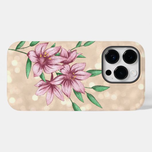 Moderne Girly Roze Bloemen Case-Mate iPhone Case (Achterkant (horizontaal))