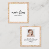 Moderne girly roze chic goud glitter schittert fot vierkante visitekaartje (Voorkant / Achterkant)