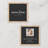 Moderne girly roze chic goud glitter schittert fot vierkante visitekaartje (Voorkant / Achterkant)