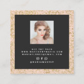 Moderne girly roze chic goud glitter schittert fot vierkante visitekaartje (Achterkant)