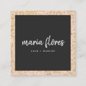 Moderne girly roze chic goud glitter schittert fot vierkante visitekaartje (Voorkant)